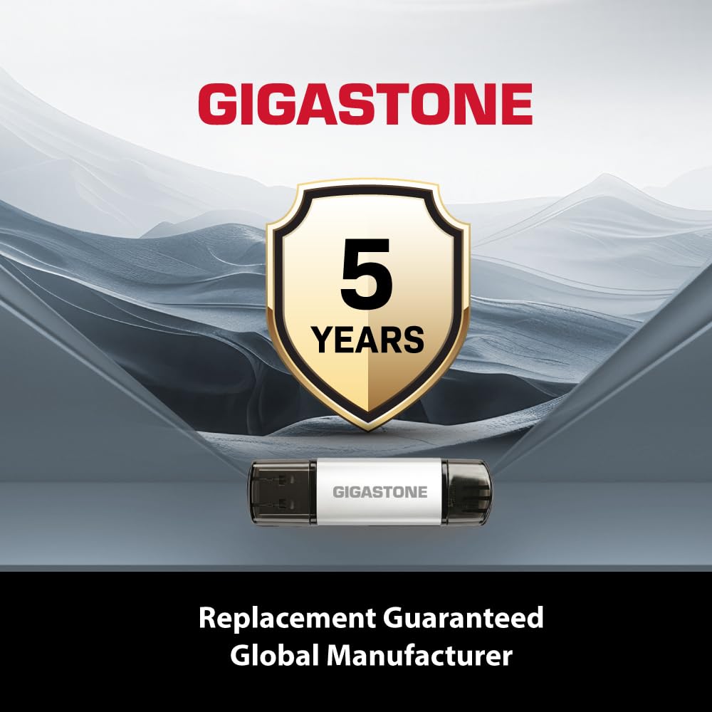 GIGASTONE V40S USB 2.0, pamięć 2 w 1 typu A i typ C, Highspeed, konstrukcja z nasadką ochronną, Plug & Play do smartfonów/komputerów PC / Mac/TV/Auto Audio
