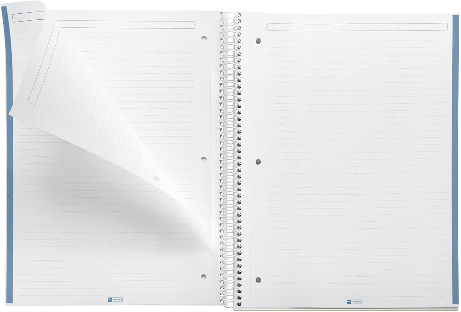 Miquel Rius M Emotions 1 Subject Notebook, Lined 11" x 8.5", 80 Sheets Heavy Weight Paper, 3 Hole Punched, Micro-Perforated, Marine Blue Board Cover