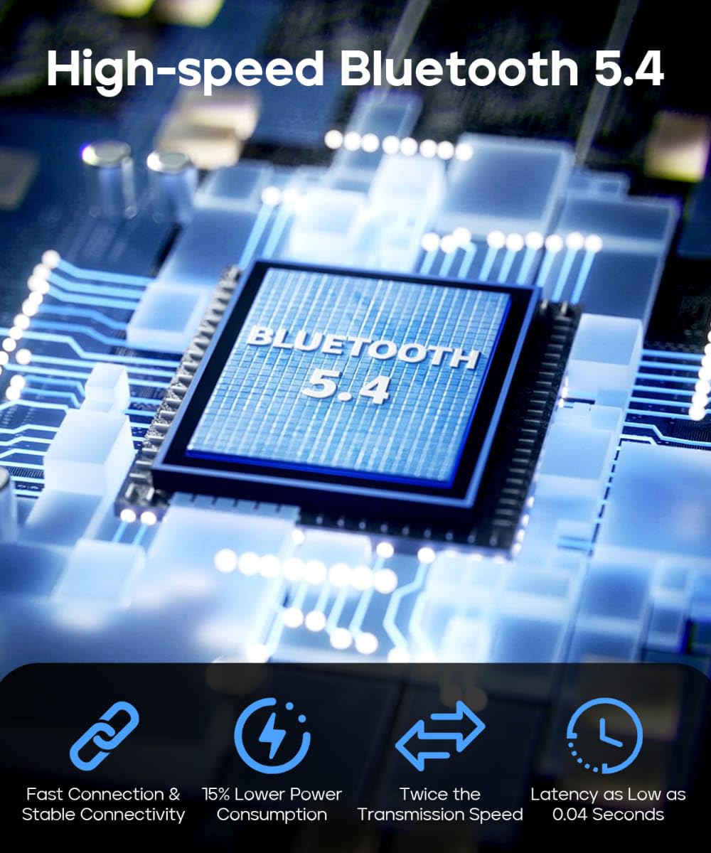 Auricolari aperti wireless Bluetooth 5.4 con custodia di ricarica touchscreen, autonomia di riproduzione 32 ore, cuffie da corsa leggere da 6 g, auricolari sportivi sopra l'orecchio per