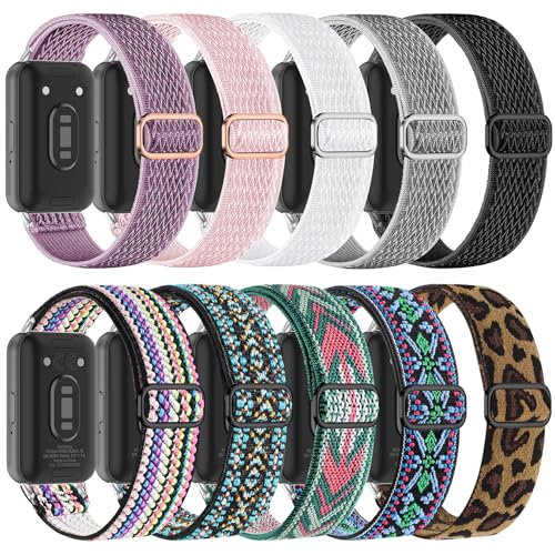 Wizvv Lot de 10 sangles élastiques en nylon compatibles avec Samsung Galaxy Fit 3 SM-R390, 02-Wave, Nylon, Pas de gemme