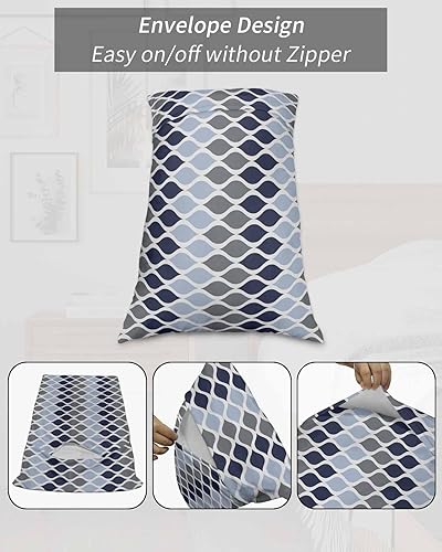 Miniatura 7 de Fundas de almohada geométricas de tamaño estándar de color azul marino, paquete de 2 fundas de almohada suaves decorativas para sofá y sillón, funda