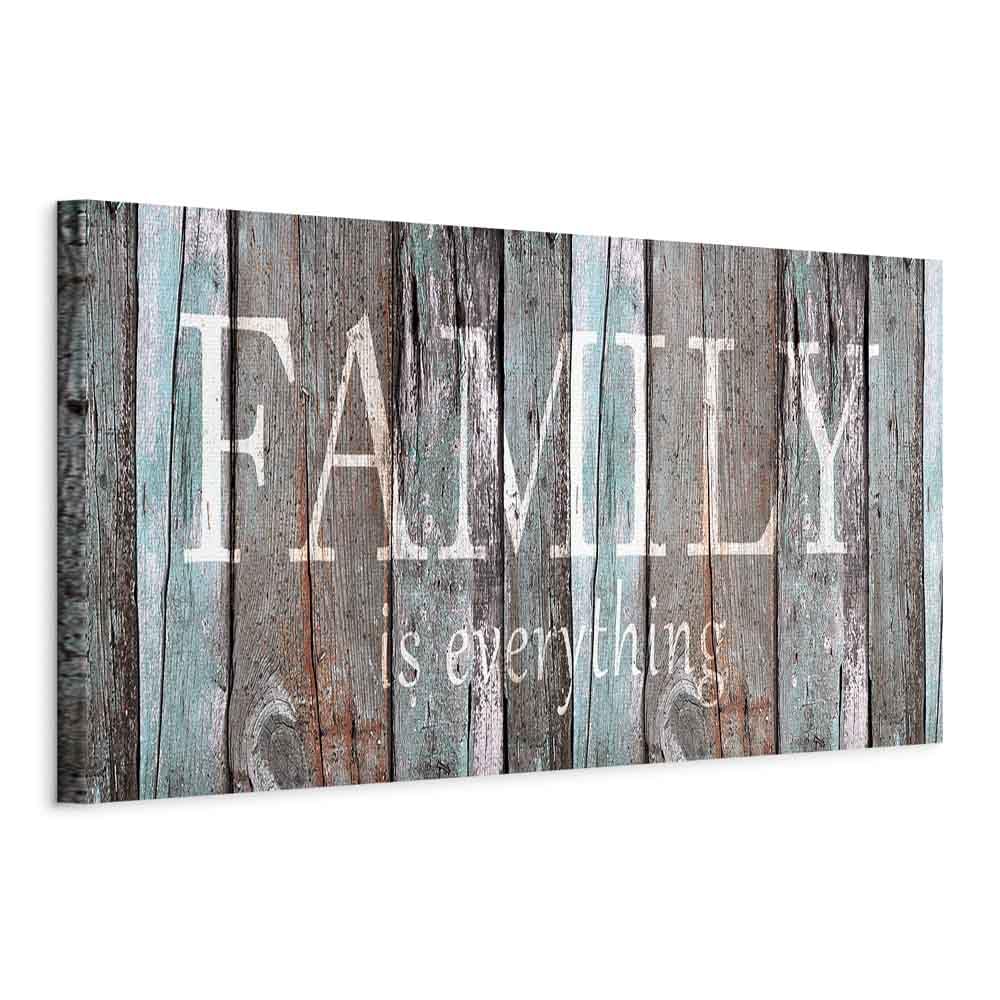 artgeist Canvas Wall Art Print Quotes Family 47x16 in - 1pcs Home Decor Framed Stretched Picture Photo Painting Artwork Image - Family House Faux Wood m-A-0956-b-a