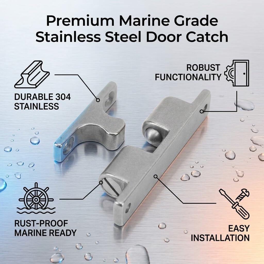 Cabinet Tension Catch 70mm Adjustable Ball Roller Latch for Furniture Doors Cabinets Wardrobes RV Yacht and Marine Applications