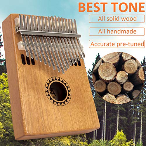 Kalimba 17 Tasten Daumenklavier Massivholz Marimbas Finger Piano Start Kits afrikanisches Instrument für Kinder Erwachsene mit Schutzhülle Stimmhammer Lernheft - Image 3