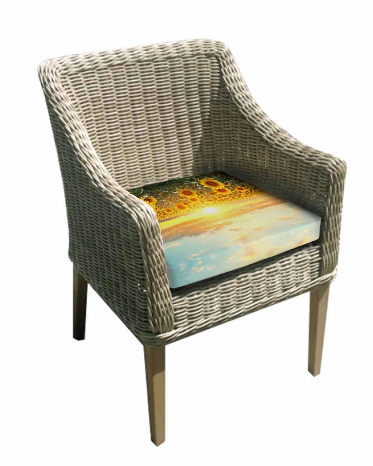 Hokiten Sunflower Flowers Outdoor Cushion Chair Cover Set of 2 - Waterproof Couch Seat Covers, Summer Sunset Floral Field Pastoral Patio Furniture Protector Cushions Slipcovers for Sofa/RV, 24