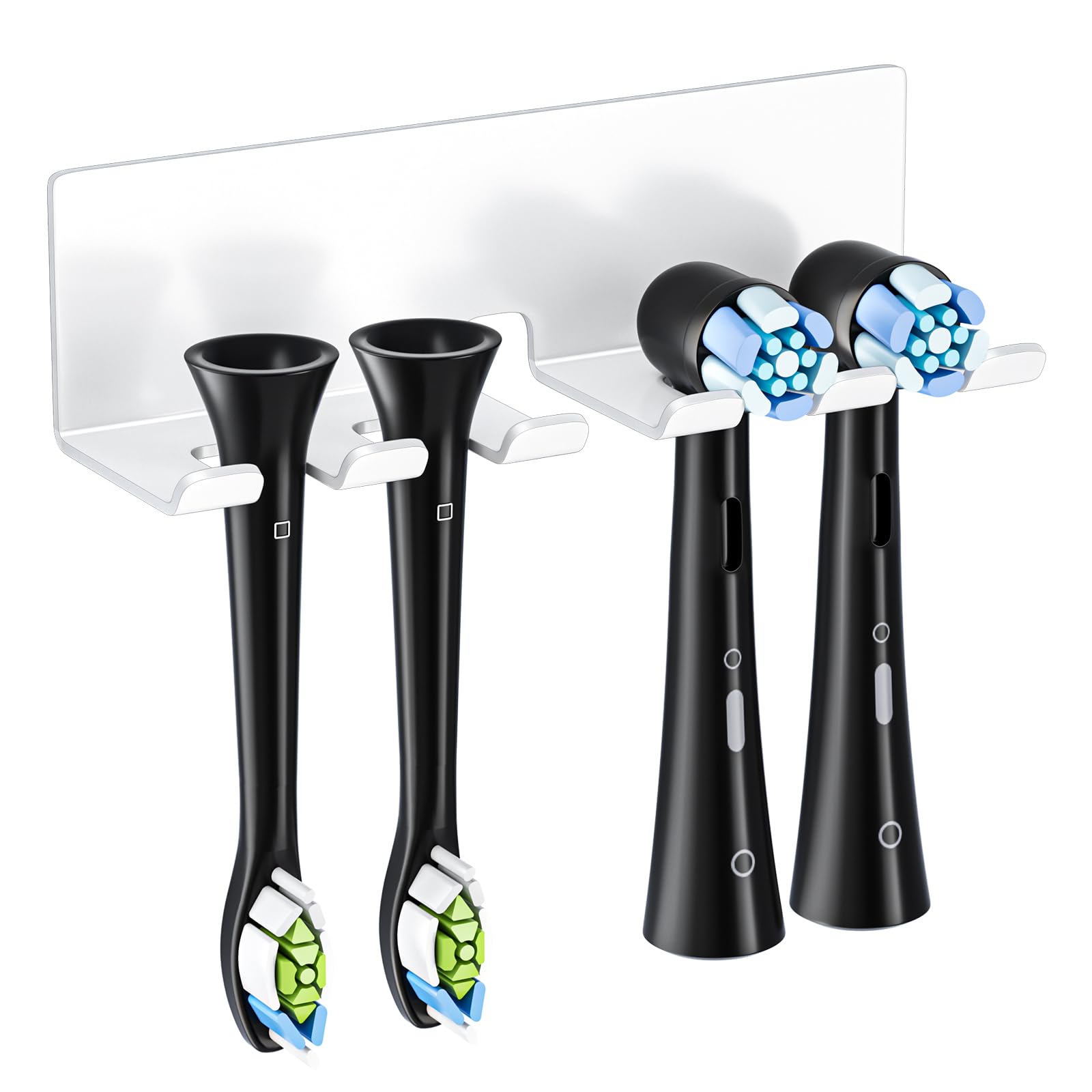 GGQ Zahnbürstenhalter Elektrische Zahnbürste - Zahnbürstenhalter Wand Ohne Bohren, Aufsteckbürsten Halter, Elektrische Zahnbürste Halterung, Selbstklebend Zahnbürstenkopf Halter (Weiß, Groß)