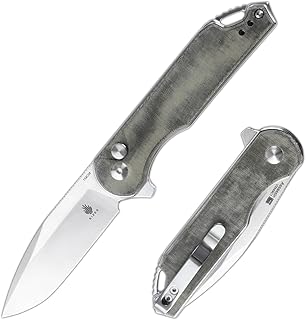 Kizer Assassin Pocket Knife, 3" 154CM Steel Folding Knife for Everyday Carry, Micarta Handle Knife with Deep Carry Reversible Pocket Clip, EDC Knife with Flipper Opener V3549C1 - Kizer