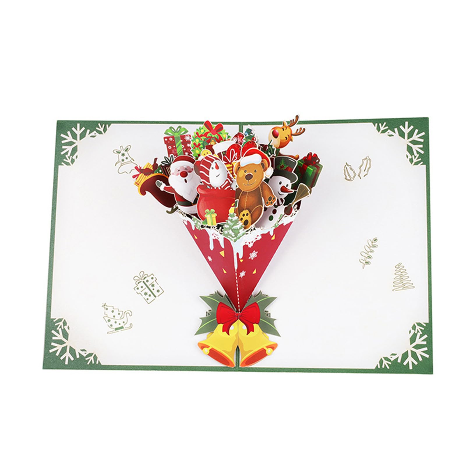 Elnwnnkc 3D Christmas Dolls Bouquet Popup Card with Envelope Festives Surprise Card Foldable Invitation Greeting Cards