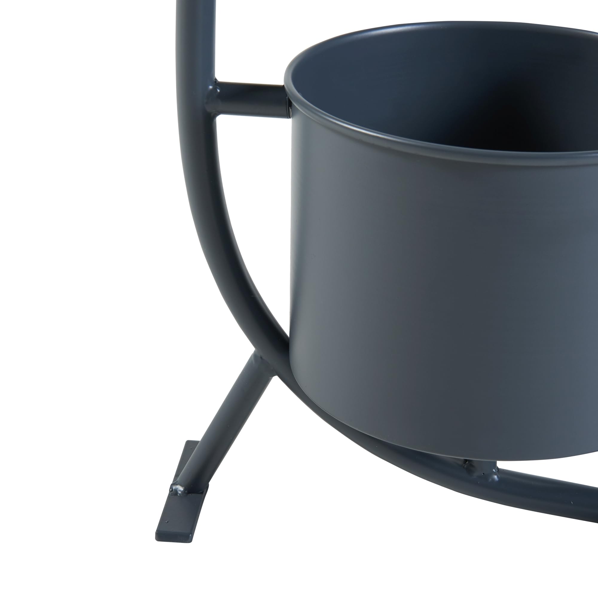 [en.casa] Soporte para Plantas en Forma de C Estantería de Pie con 2 Maceteros Incluidos para Flores Organizador de Macetas para Oficina Portamacetas Metal 63x29x21cm - Negro