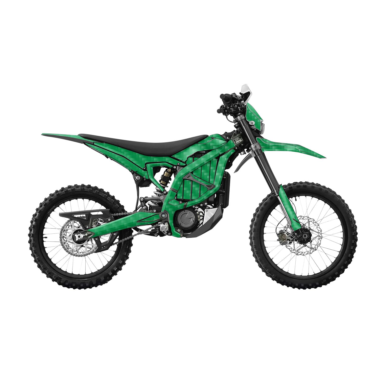 Carbon Fiber Surron Ultra Bee Graphics Kit Wrap - Solid Green - Sur-Ron Skin - Premium 3M Vinyl Protective Wrap Decal Cover - Easy to Apply | Crafted in The USA by MightySkins