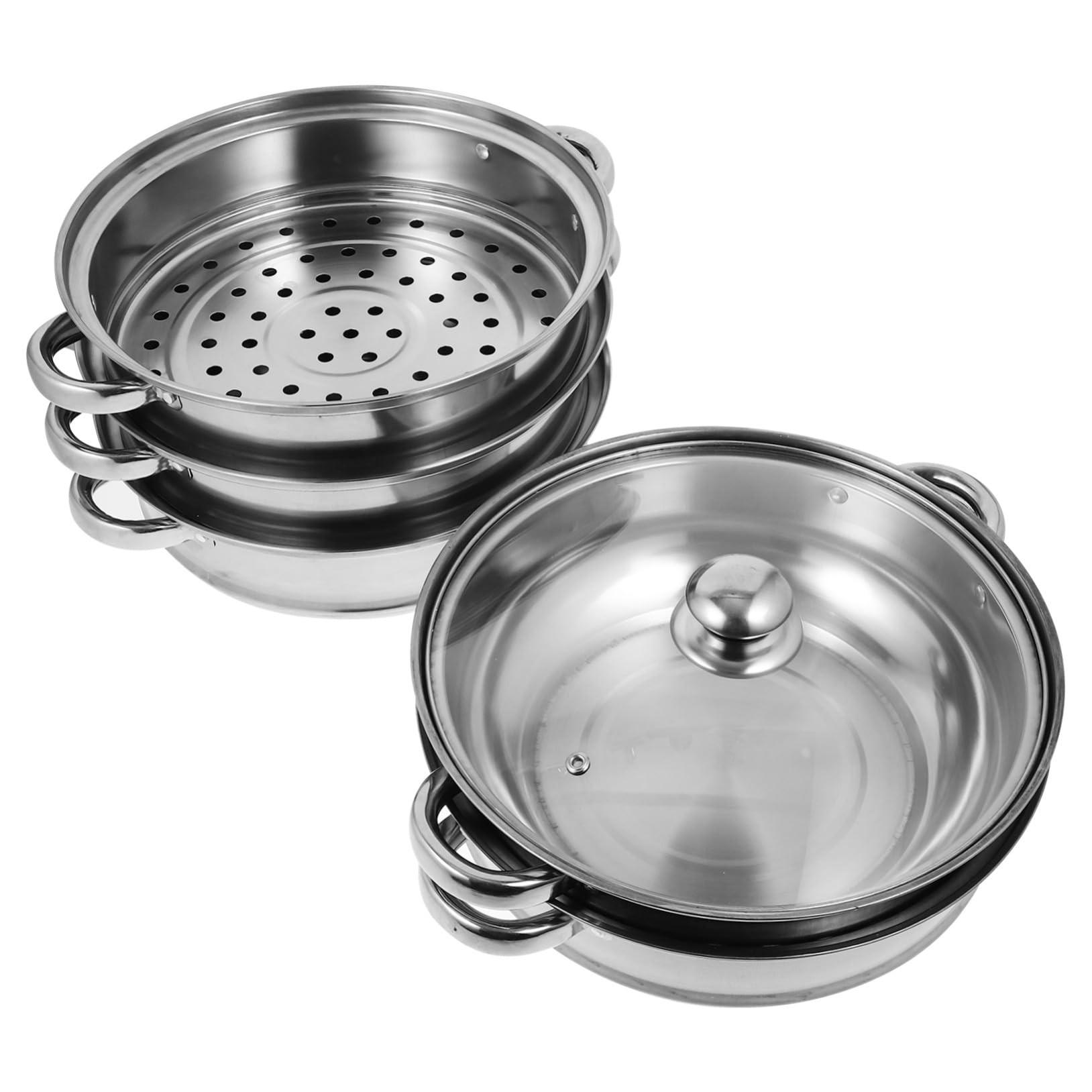 Pentola Vaporiera in Acciaio Resistente a Più Strati Pentola per Zuppa Pratica e Robusta Multifunzione per Cottura a Vapore e Zuppe Facile da Pulire e Maneggiare Adatta per Uso