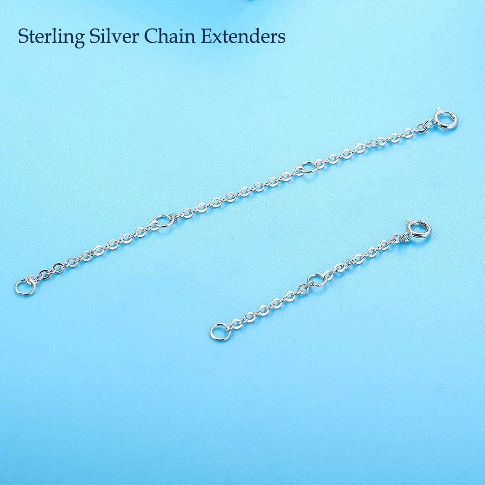 Elda&Co - Catena rolò in argento Sterling, 2 pezzi per confezione, lunghezza: 10,2 cm e 5,1 cm