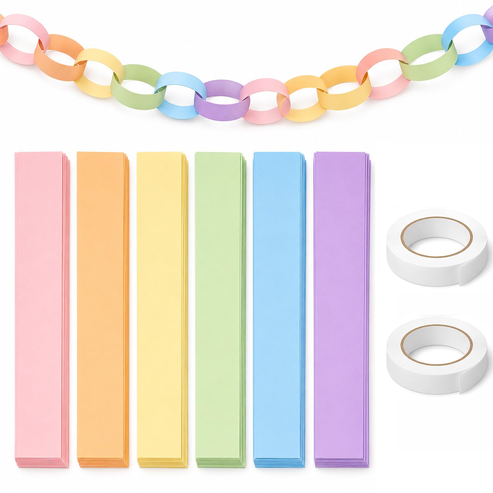 SPOKKI 600 Pieces Paper Chains, 25cm*2.5cm Crepe Paper Streamers