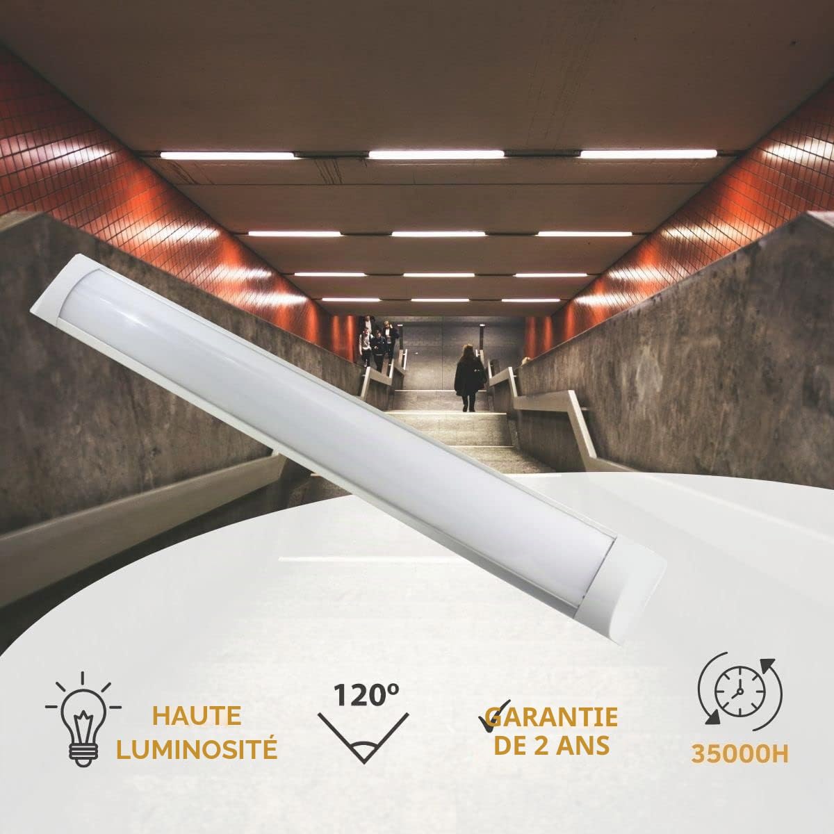 JANDEI Lot de 6 écrans LED intégrés 36 W 120 cm 4000 lumens blanc froid 6500 K éclairage 120°