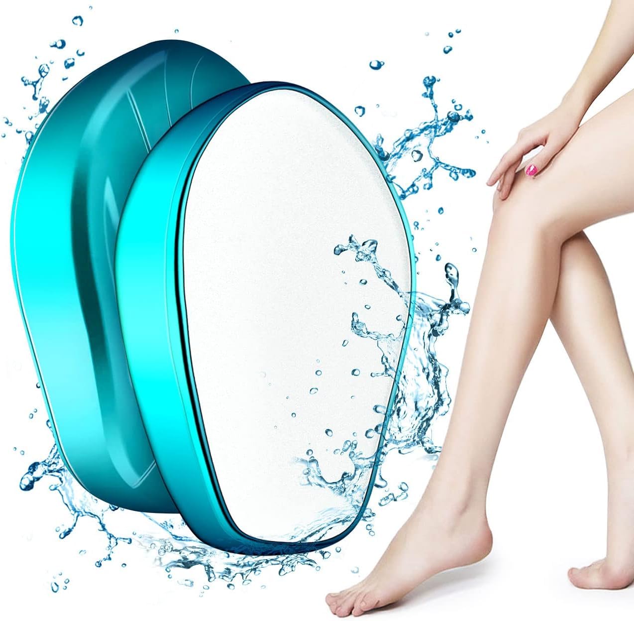 Crystal Hair Eraser for Women and Men, Reusable Crystal Hair Remover Painless Exfoliation Hair Removal Tool for Back Arms Legs (Blue)