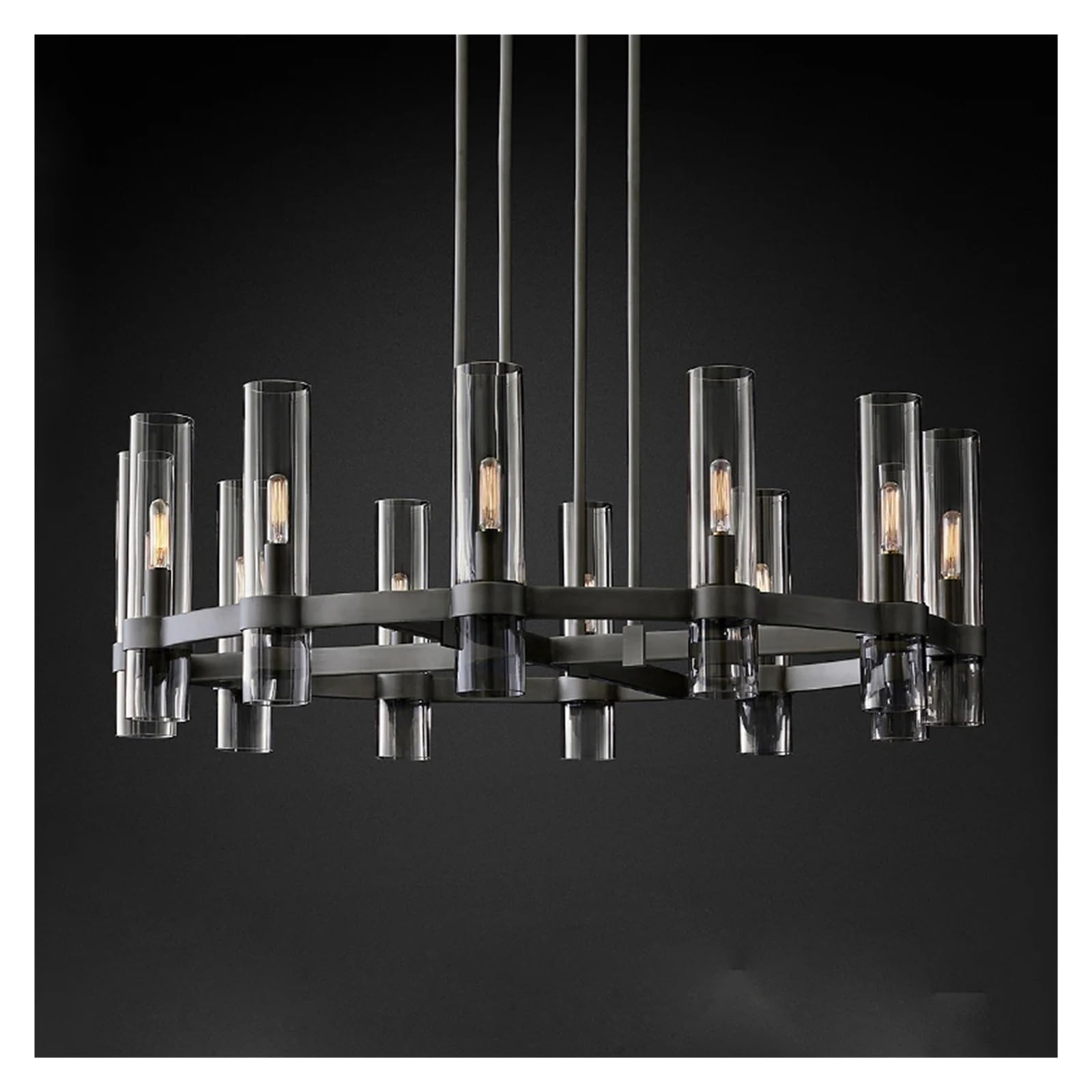 E14 American V-intage Copper Glass Gold and Black LED Light Compatible with Living Room, Restaurant and Ceiling Chandelier