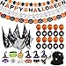 Produktbild Bluelves Halloween Deko Set, 40Stk Halloween Girlande Luftballon Dekoration,Spinnennetz Ballon Grusel Vorhang Set mit Buchstabe Girlande Fotosrequisiten für Halloween Party Garten Deko