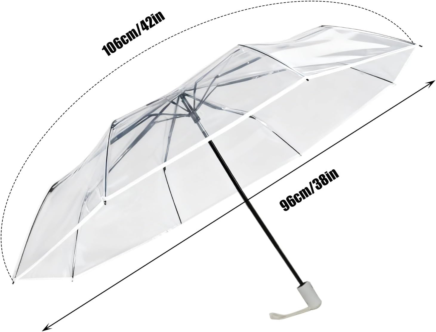 Clear Umbrella for Wedding, Automatic Open and Close Large Transparent Umbrellas for Wedding, Rain and Large Rain Use, Foldable Umbrellas Suit for Dating Travel - Image 2