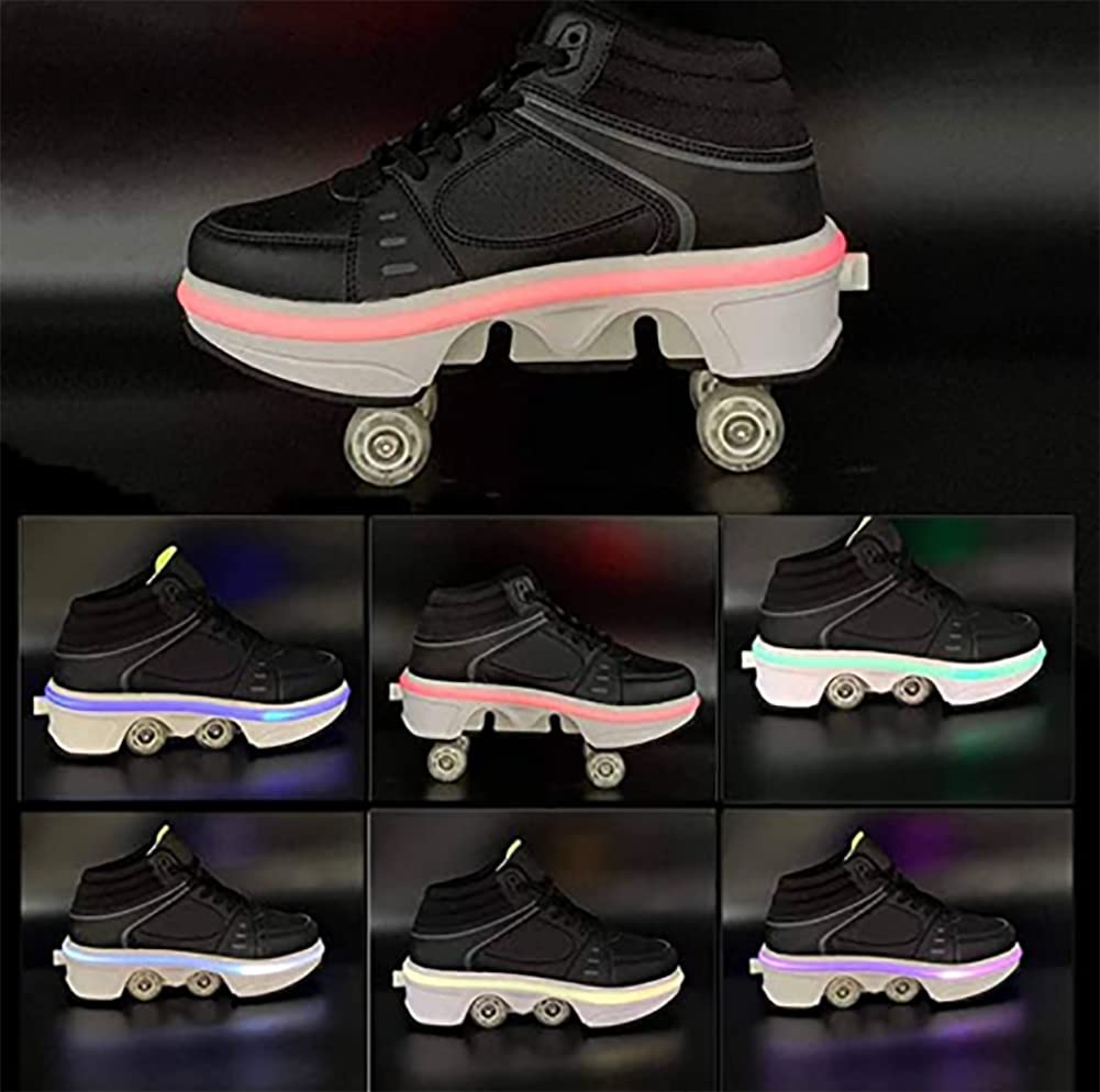 Scarpe con rotelle, Pattini a rotelle per Bambini, Pattini LED Luce per Ragazzi e Ragazze, Scarpe con Automatiche Rotelle Retrattile, Outdoor Multisport Scarpe da Skateboard