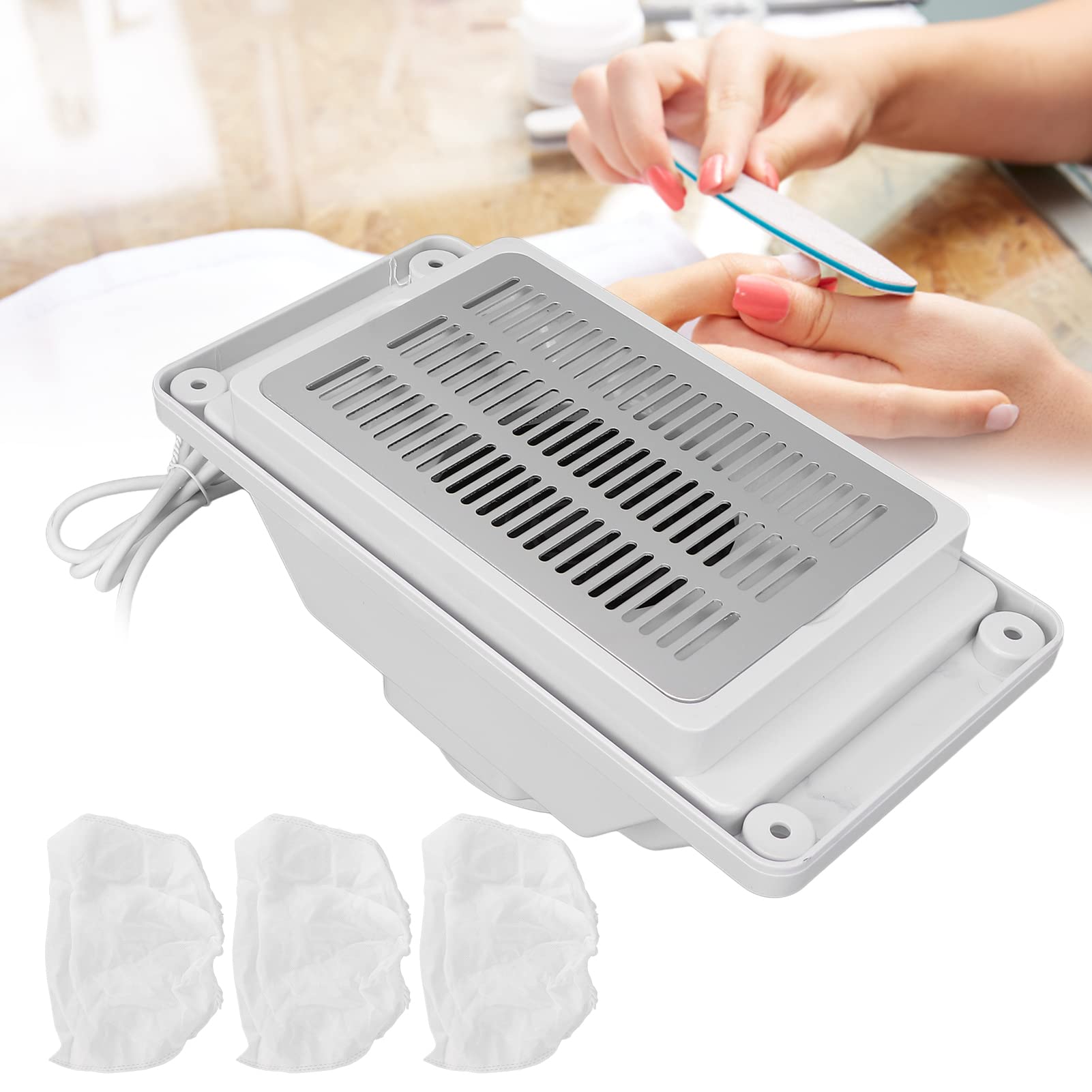 Collecteur d'aspiration d'ongles, dissipation thermique efficace de 6 W, style intégré, aspirateur de poussière d'ongle à faible bruit et à forte puissance éolienne avec sacs de rangement(#1)