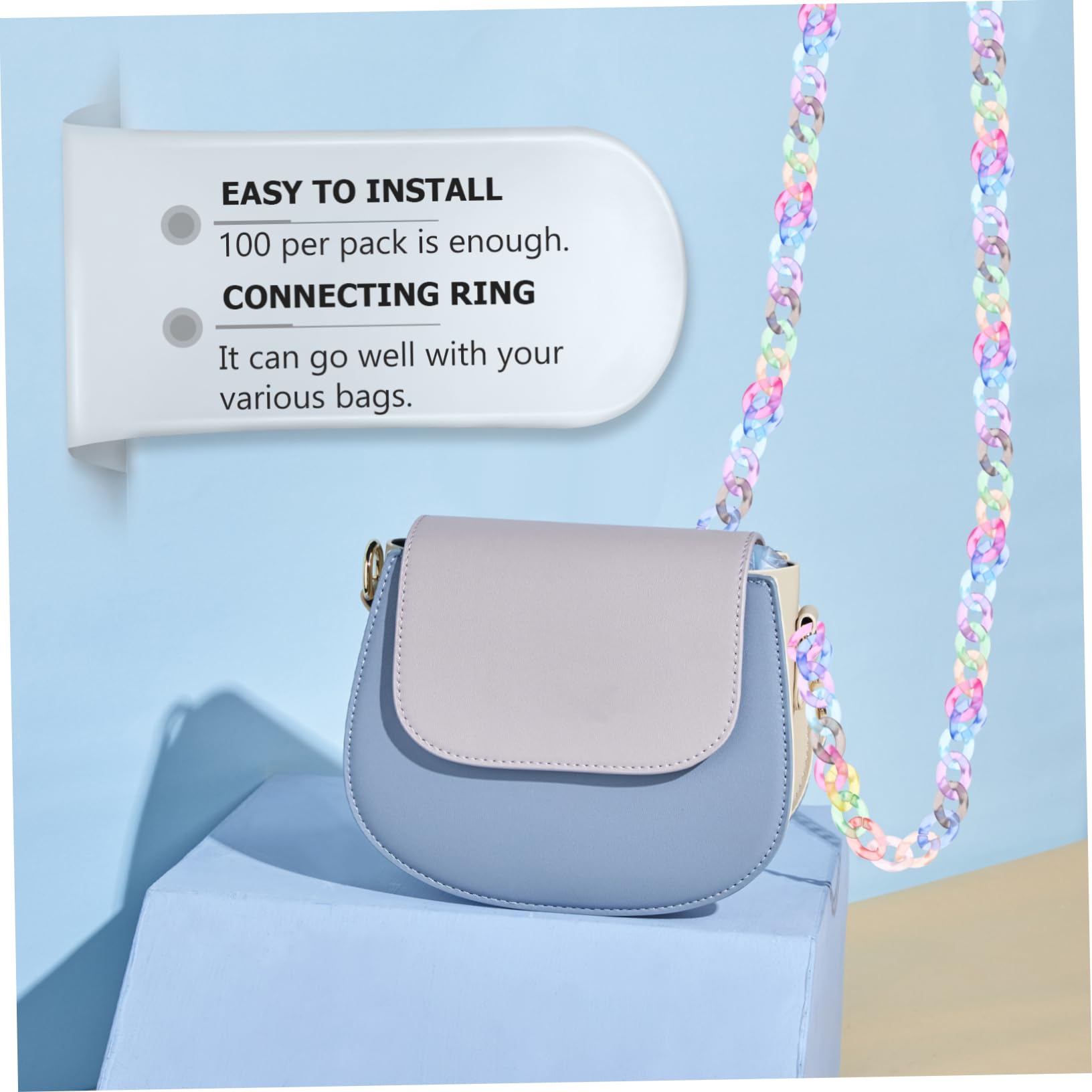 DOITOOL 100pcs Acrylic Chain Buckle Bag Chain Link Ring Craft Link Ring DIY Jewelry Making