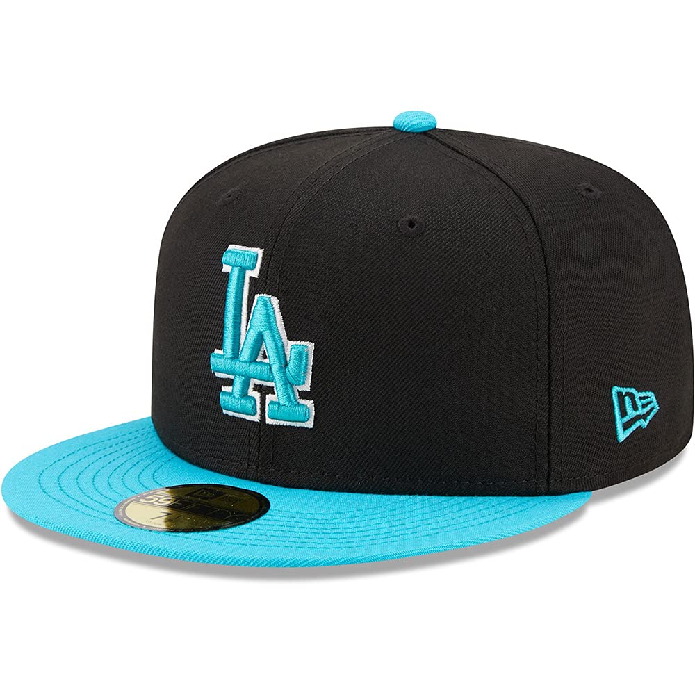 New Era LA Los Angeles Dodgers 59FIFTY 2Tone Black Aqua Fitted Cap, Hat