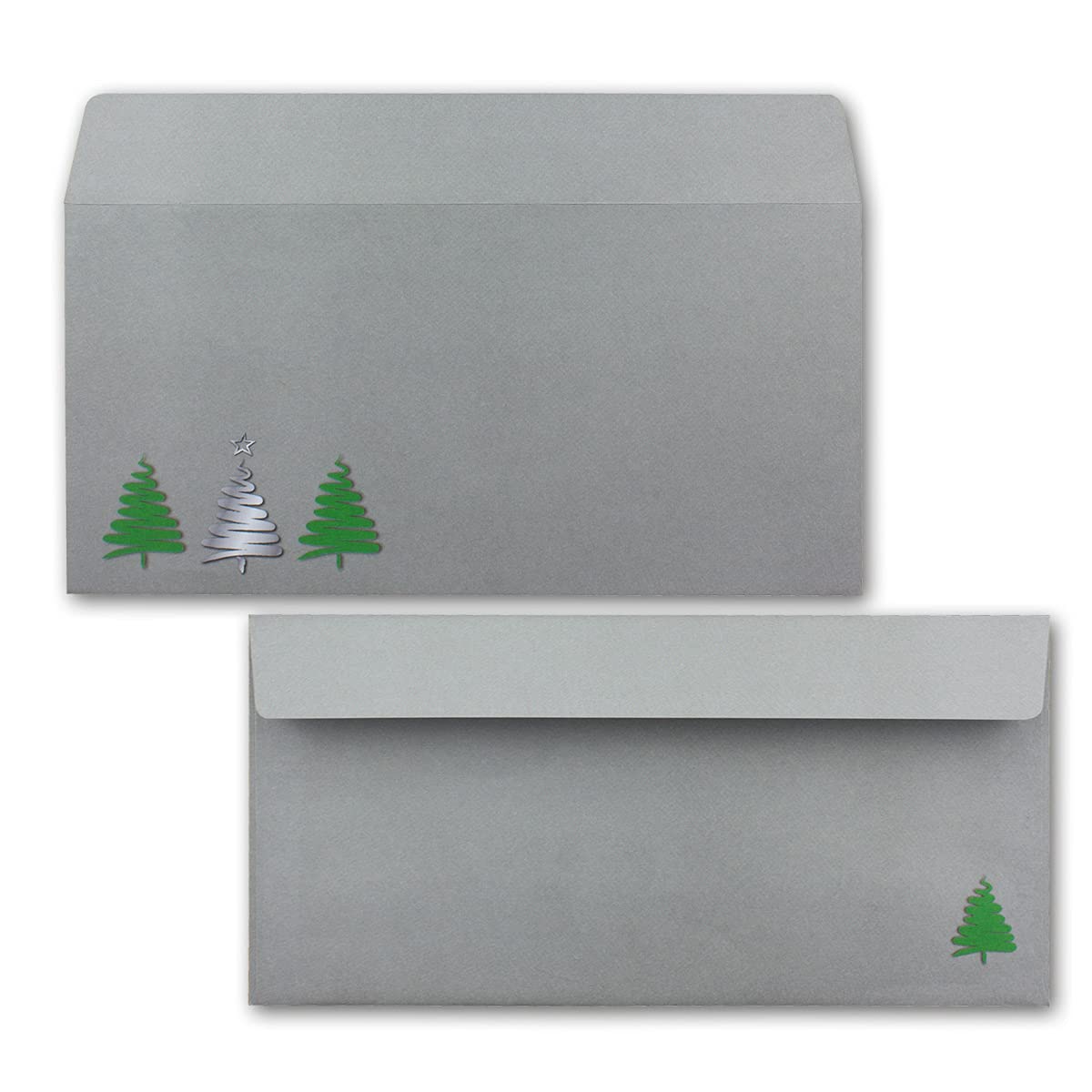 700 buste per lettere, formato DIN lungo, con albero di Natale, con chiusura adesiva, 110 x 220 mm, 120 g/m², motivo per aziende e private