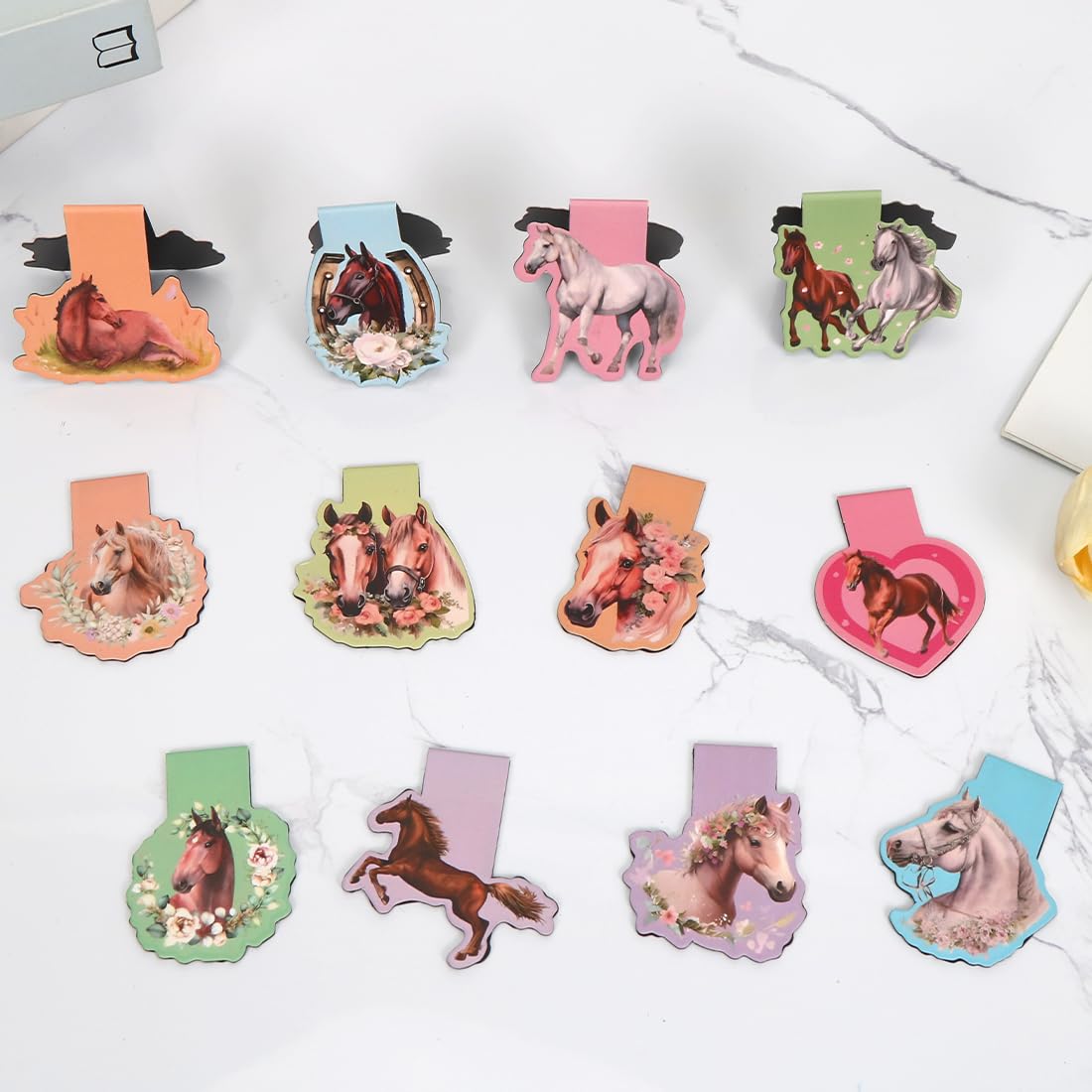12 stuks magnetische boekenleggers dieren, boekenleggers voor kinderen