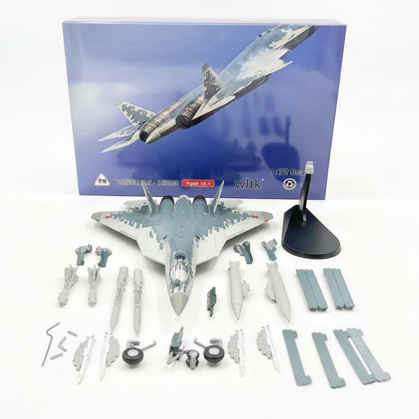 Modellino di Caccia Su-57 Altamente Dettagliato Aereo da Caccia Russo in Lega Riproduzione Fedele Riproduzione Jet da Combattimento per Collezionisti, SU-57 Edizione Attiva 01
