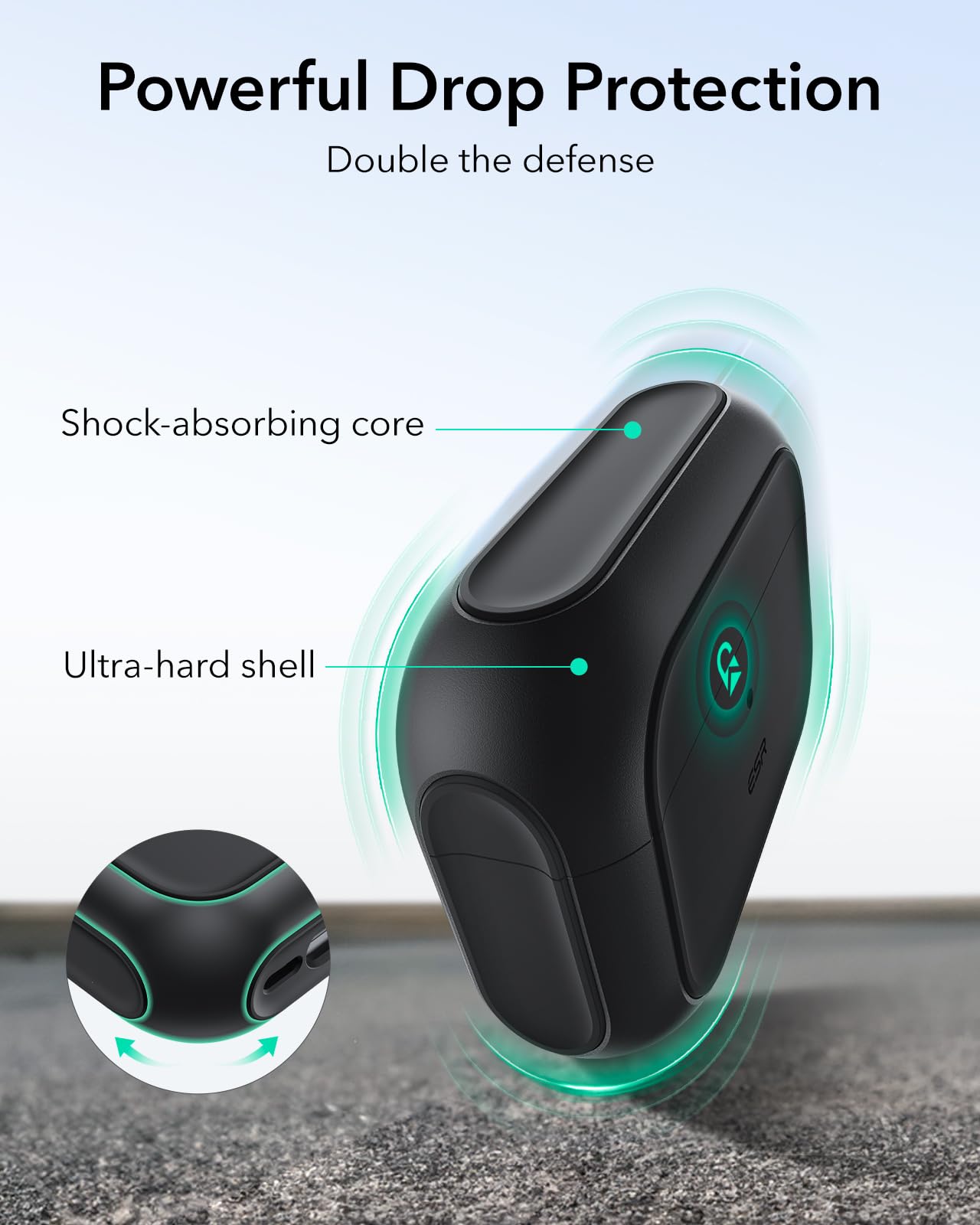 ESR Custodia per AirPods Pro 3, Compatibile con la custodia AirPods Pro di 3a Gen (2025), Compatibile con MagSafe, Protezione completa contro le cadute, Cordino incluso, Nero