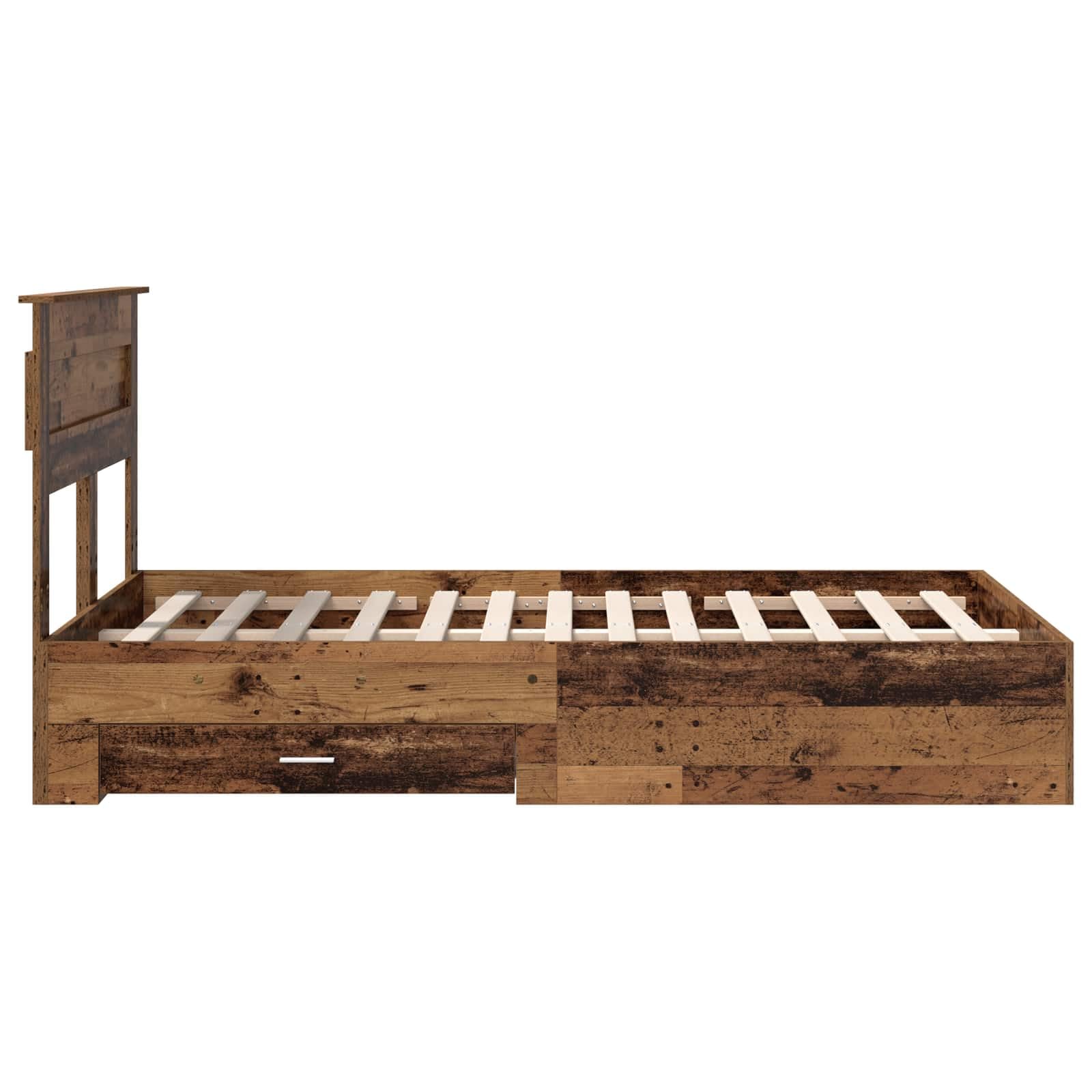 Betten - Cornice per letto in legno vecchio, 120 x 190 cm, con rete a doghe e 2 cassetti, struttura stabile, in legno Urban Chic per camera da letto, camera dei ragazzi, camera degli