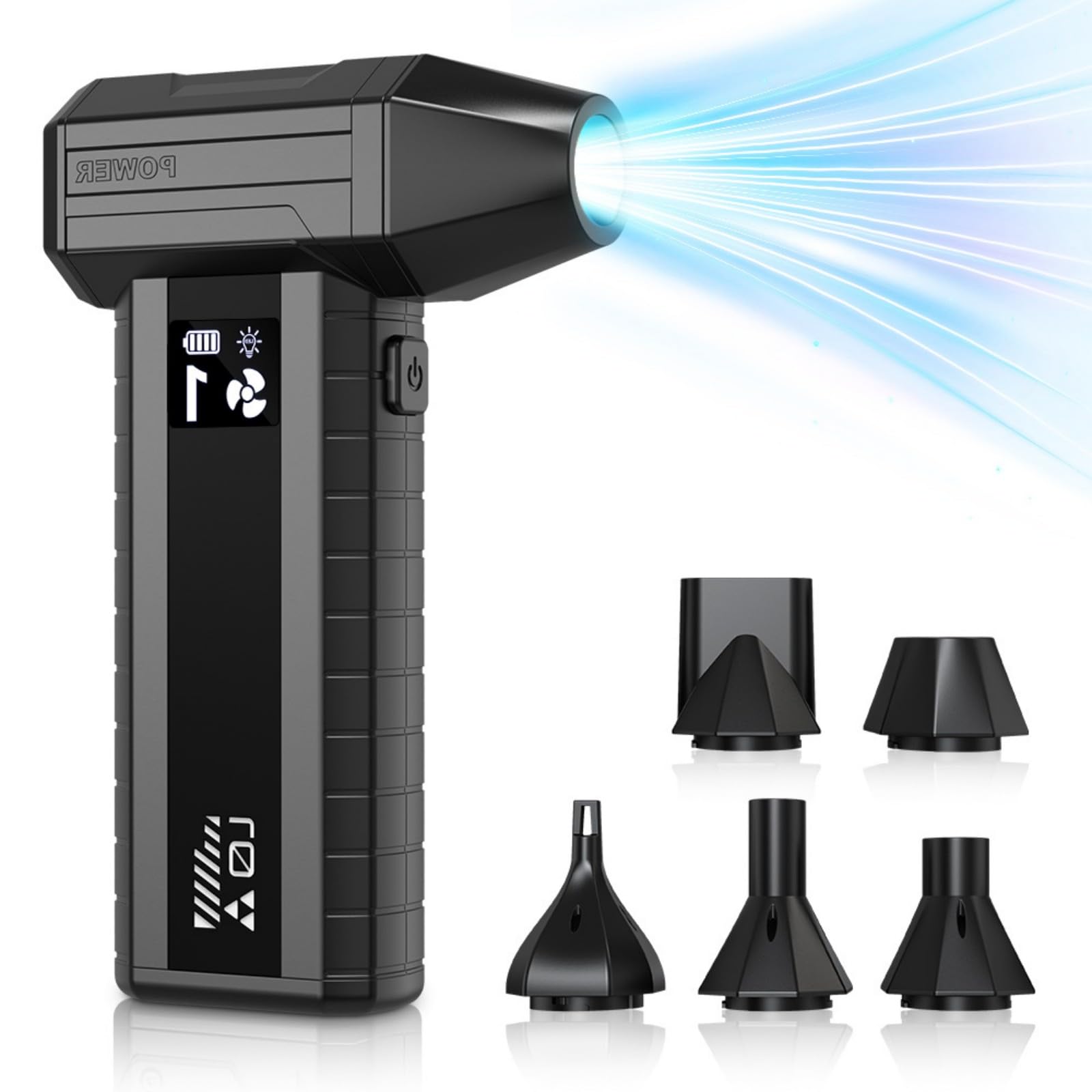 Spolverino elettrico ricaricabile USB da 130000 giri/min con batteria da 8000 mAh e turbine ad alta potenza per una forte pulizia del computer