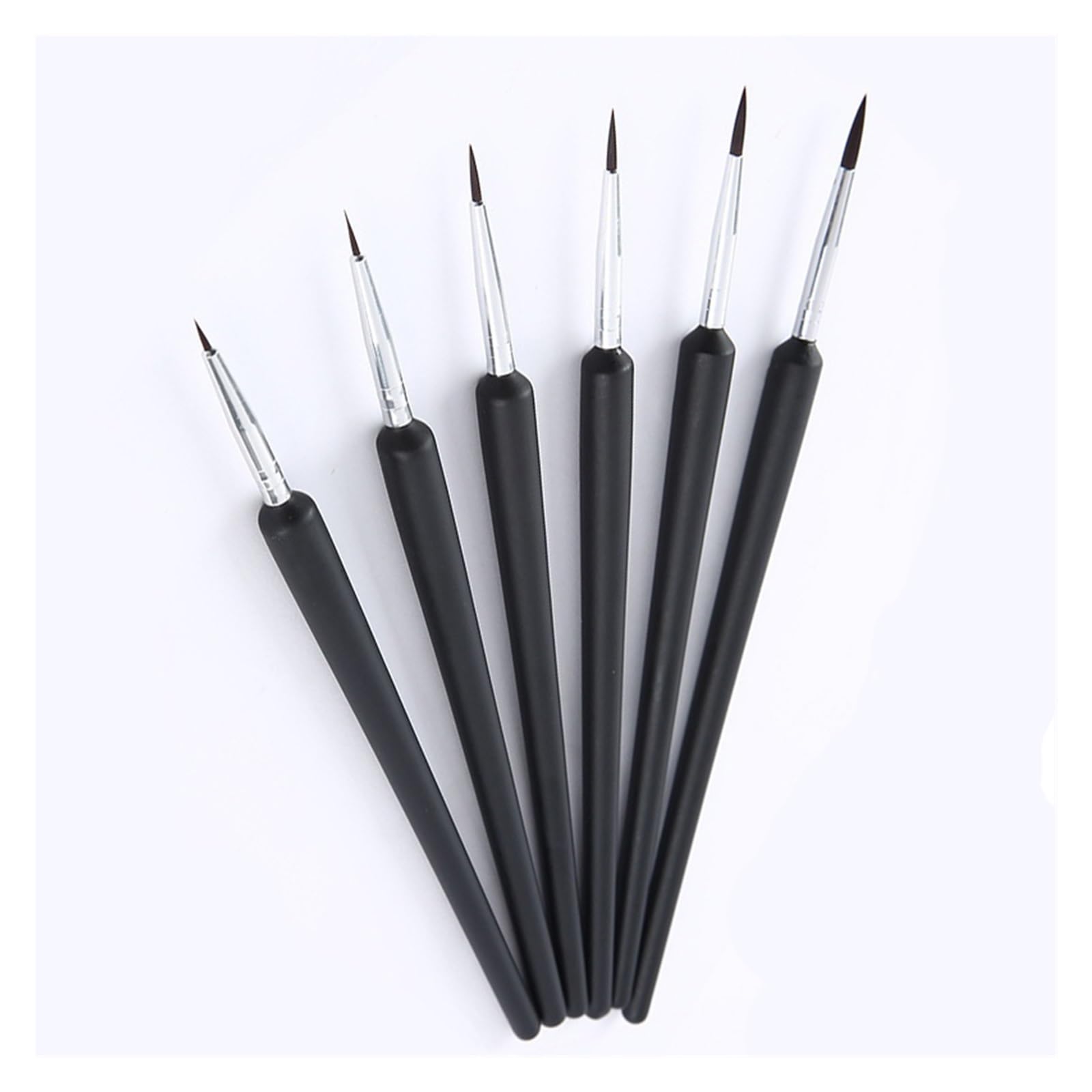 Lot de 6 pinceaux à Poils en Nylon avec Manche en Bois pour Peinture Acrylique, Huile, Aquarelle, Visage, Nail Art