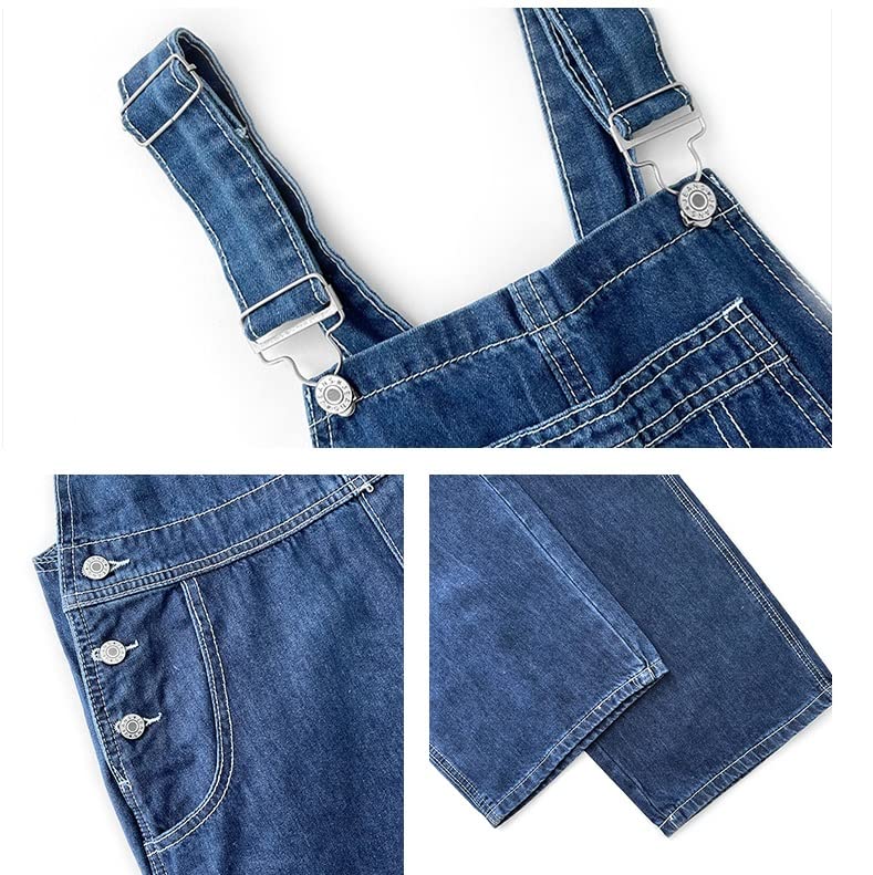 Suncolour Salopette Corta da Uomo in Denim Salopette con Bretelle Slim