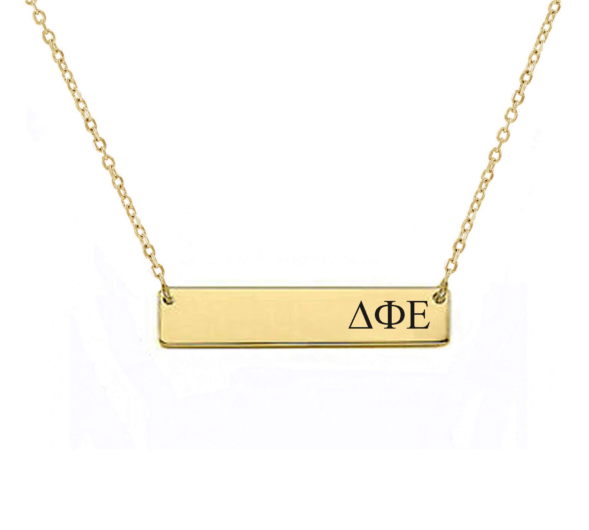 Delta Phi Epsilon Sorority Bar Necklace Greek Sorority Letters with Adjustable Chain