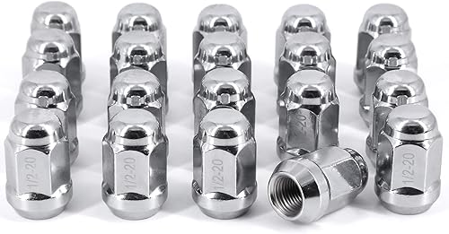 20 tuercas cromadas de 1/2 pulgada a 20 tuercas de rueda de 1/2 x 20 compatibles con Jeep Wrangler Grand Cherokee Commander Liberty Ford Explorer
