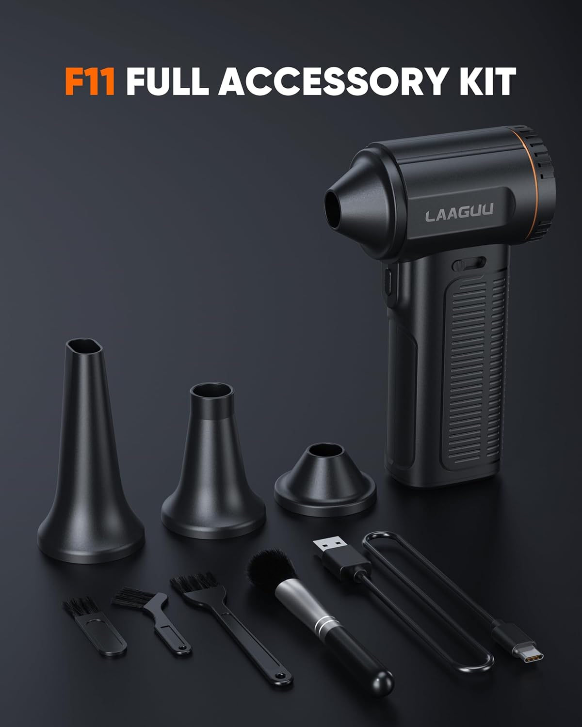 Electric Compressed Air Duster, 130000RPM Adjustable Infinitely Speed Handheld Mini Blower Cordless, 8000mAh Portable Power Fan Home Cleaner for Car Keyboard Computer PC Outdoor (Black II, Pro) - Image 8