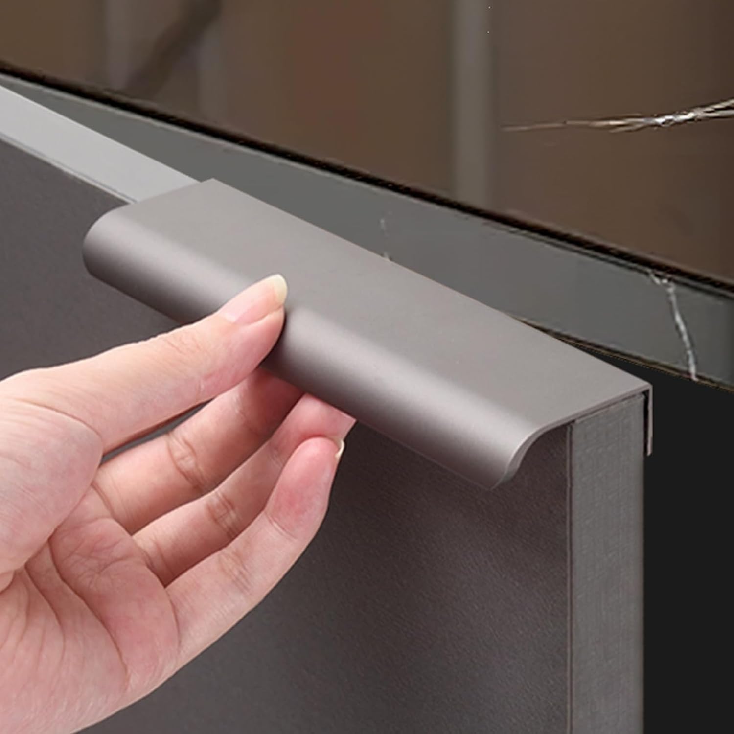 ERERE 2Pcs Invisible Finger Edge Pulls, Concealed Aluminum Cupboard Handle, Hidden Drawer Pull for Kitchen Cabinet Door(1200mm)