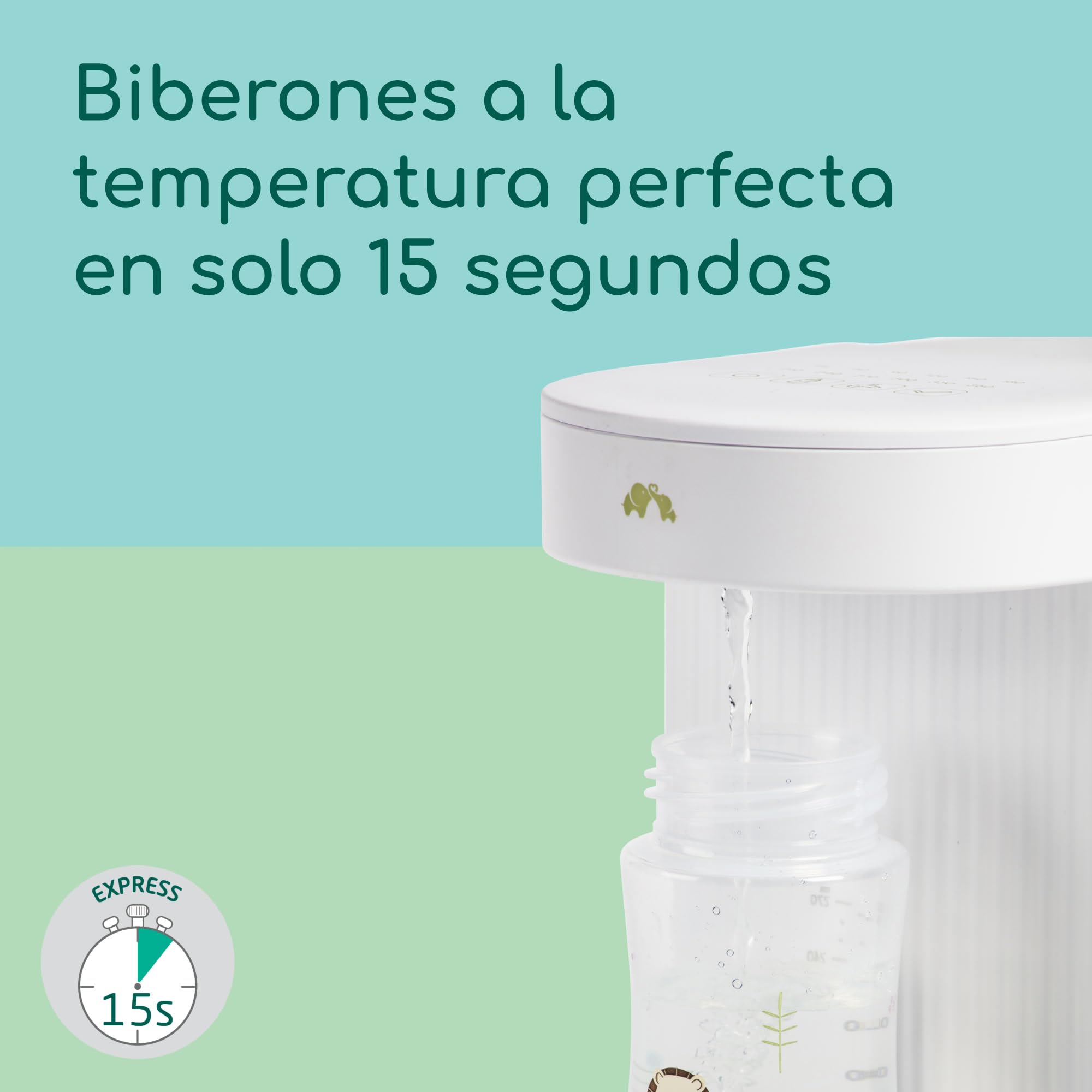 Bebeconfort Preparador Biberones Instantáneo, Temperatura Precisa En Segundos, Silencioso, Calentador Rápido de Biberones, Dispensador Agua (80°C), Depósito 1,1l, Memoria, Autolimpiable, Compacto