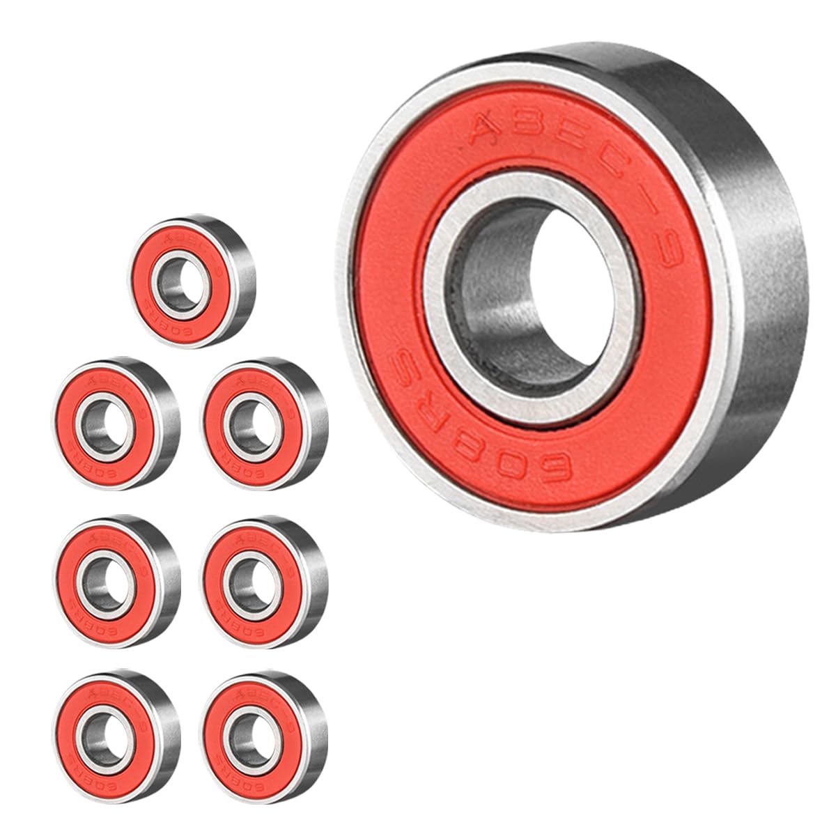 Premium 608RS Longboard Bearing, Skateboard, Inline Skate, Roller Skate, Spinner, 8x22x7 Double Shielded ABEC-9 Ball Bearing(Pack of 8)