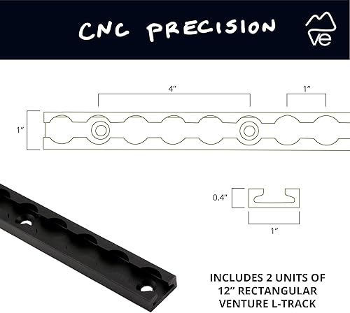 Miniatura 3 de VanEssential Venture Track T-6 Aluminio L-Track Negro Anodizado (Perfil Rectangular) 12" - Paquete de 2