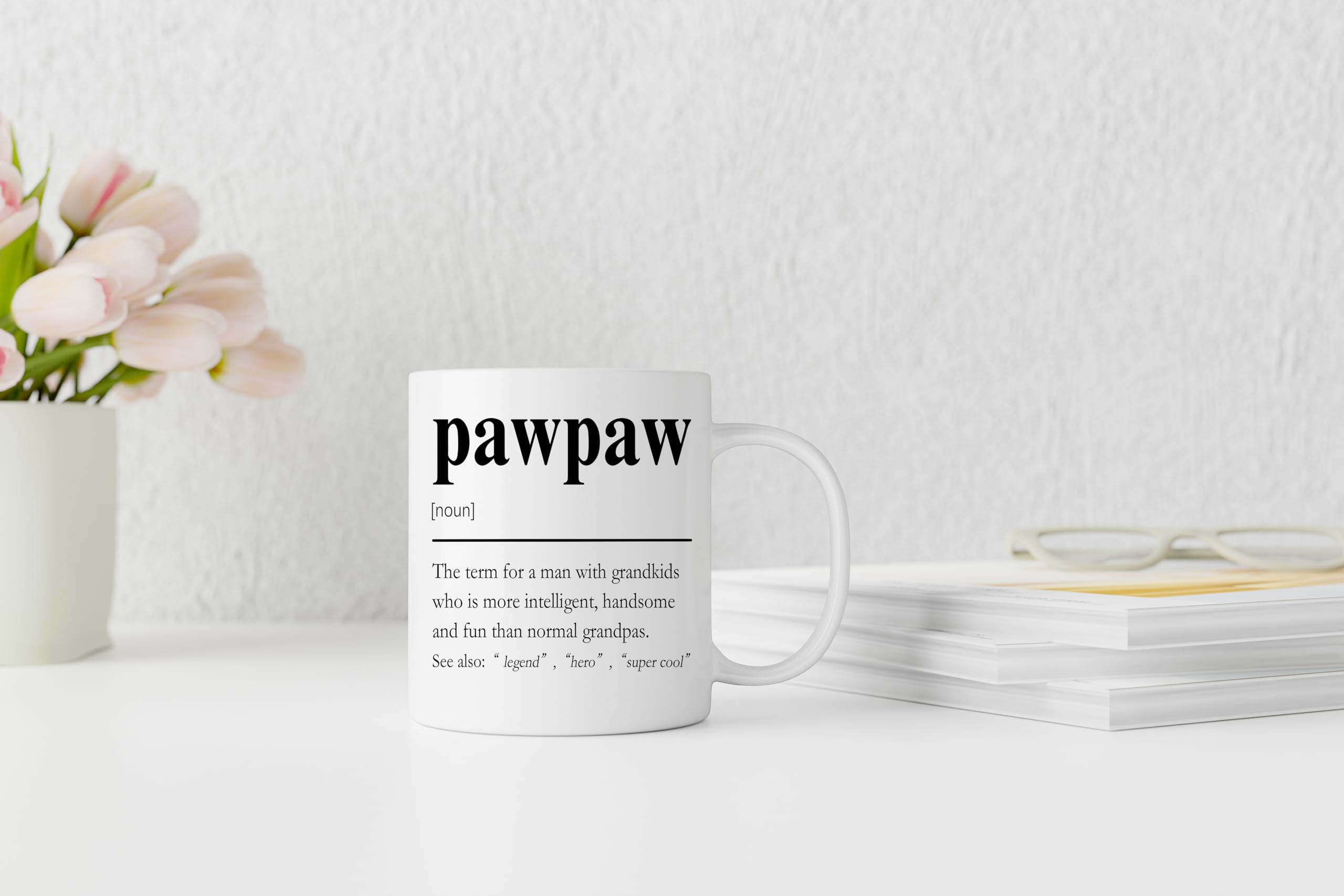 QASHWEY Pawpaw Mug, GrandpaPawpaw Gifts from Grandkids Coffee Mug, Grandpa Paw Paw Gifts Mugs, Fathers Day Christmas Mugs Tea Cup Gift for PawpawGrandpa, Pawpaw Definition Coffee Cups Ceramic 11oz