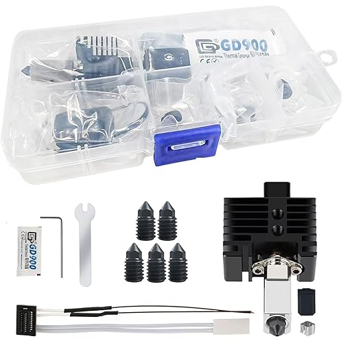 Hotend P1P/P1S Assembly with Standby Nozzles Compatible with Bambu Lab P1P/P1S Series 3D Printers, 5 PCS Hardened Steel Nozzles (0.2, 0.4, 0.6, 0.8,1.0mm) with DIY Tools and A Parts Box...
