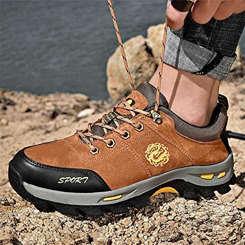GEXECEUSS Hiking Boots for Men Breathable Non-Slip Casual Low-Top Sneakers for Trailing Trekking Outdoor Leather Walking Shoes4