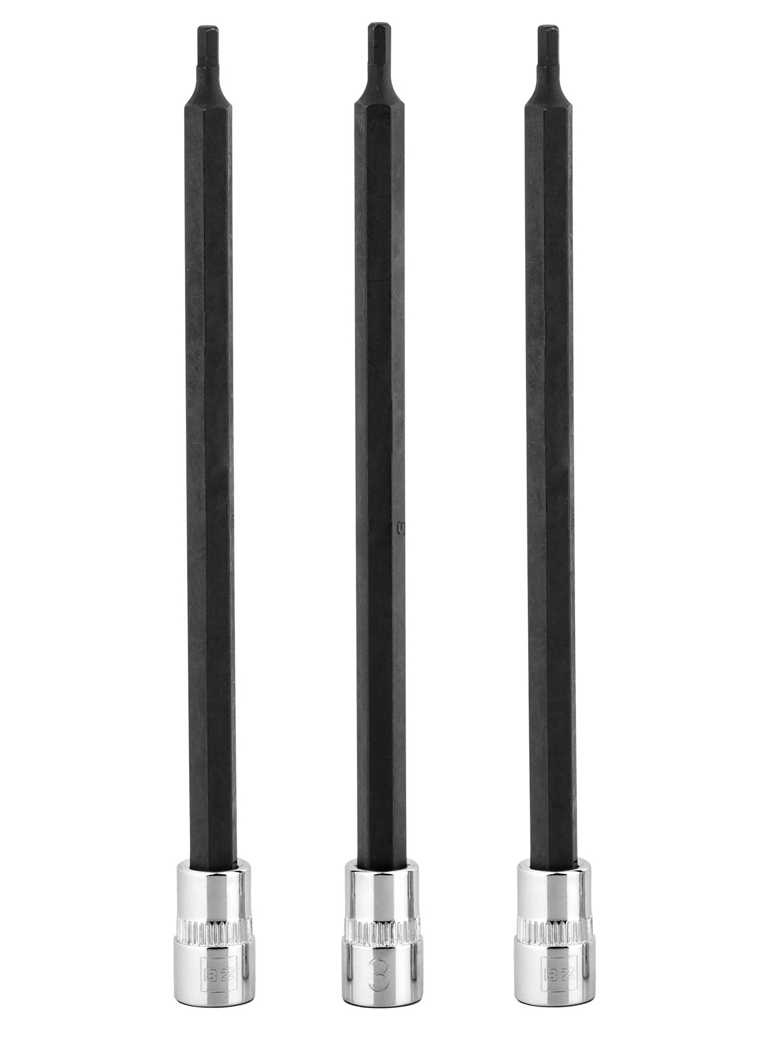 BRAZEN 3mm Hex Bit Socket/Allen Driver Three Pack (1/4" Drive, Long)