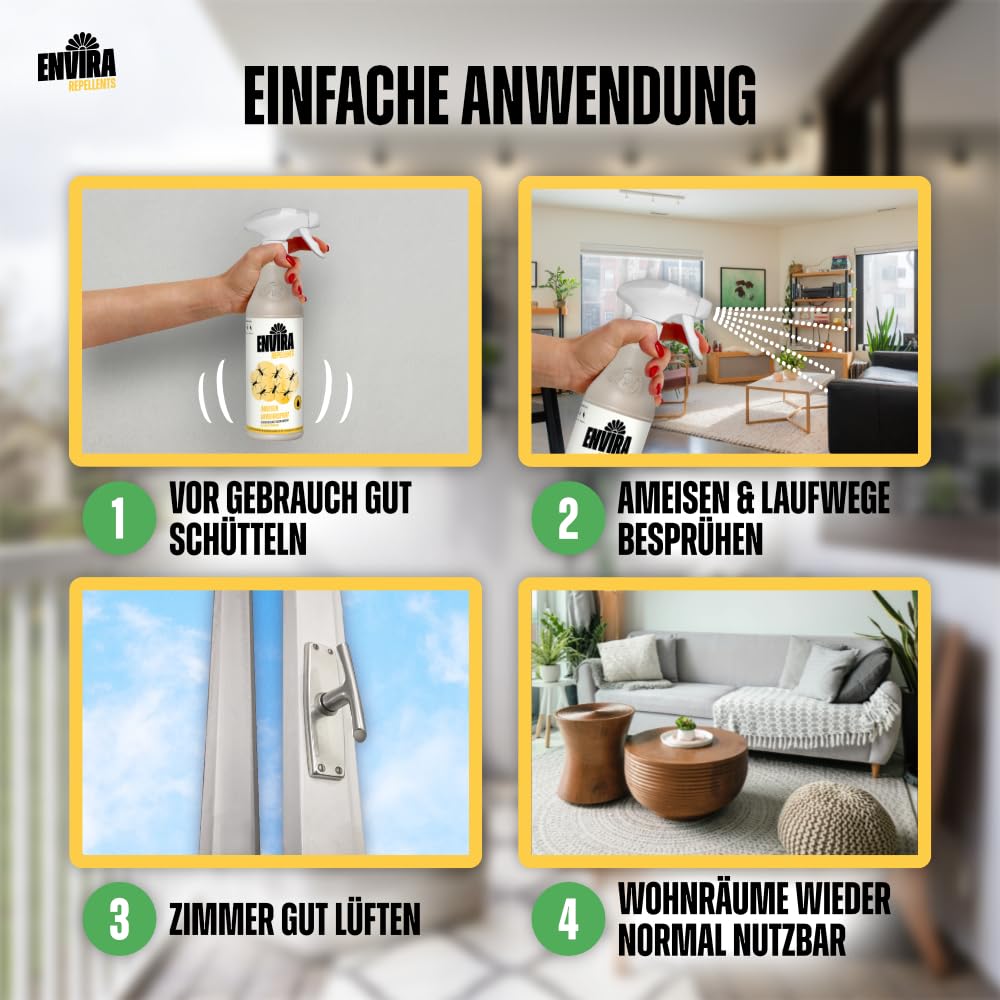 Envira Ameisenspray 500 ml + 2 x 5 Liter - gegen Wegameisen & Pharaoameisen | Ameisen Spray mit Langzeitwirkung für Wohnung, Balkon, Terrasse und Garten - zuverlässiges Ameisenmittel
