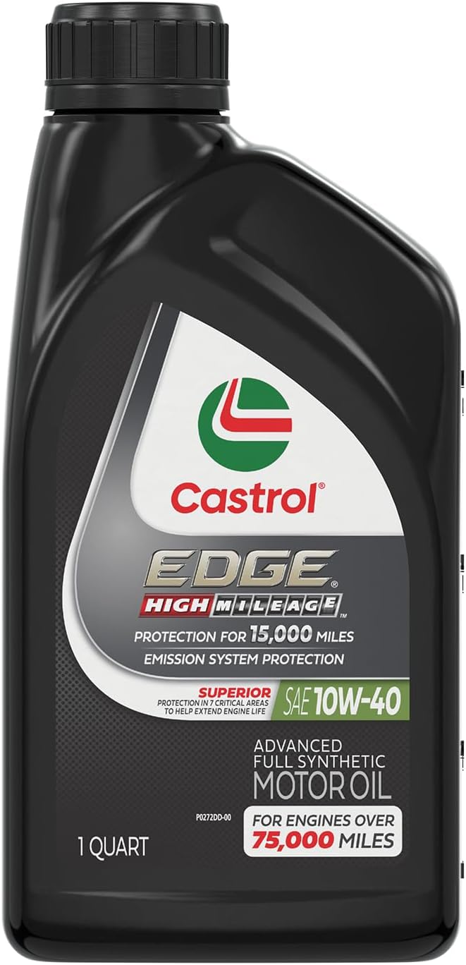 Castrol EDGE High Mileage 10W-40 Advanced Full Synthetic Motor Oil, 1 Quart