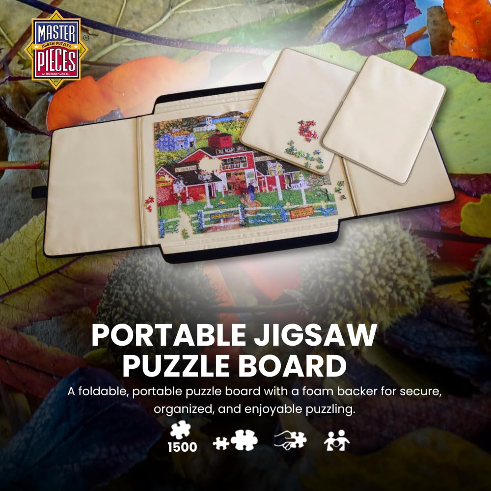 MasterPieces Puzzle - 1500 Piece Portable Jigsaw Puzzle Board - Puzzle Table - Foldable Puzzle Caddy Foam Backer - 23