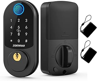 Fingerprint Door Lock, Zomnua Keyless Entry Door Lock with Keypads, Electronic Digital Deadbolt Smart Lock for Front Door, Support IC Cards, Touchscreen Auto Lock, Anti-Peeking Password
