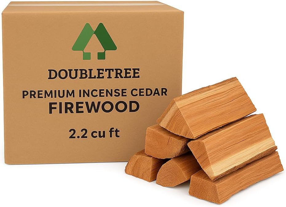 Double Tree - Kiln Dried Premium Incense Cedar Firewood (16inch Logs) (Includes Firestarter) (Large 2.2 Cubic ft for Fireplace,Campfire,Wood Stove, Fire Pit, Split Wood for Solo Stove or Breeo)